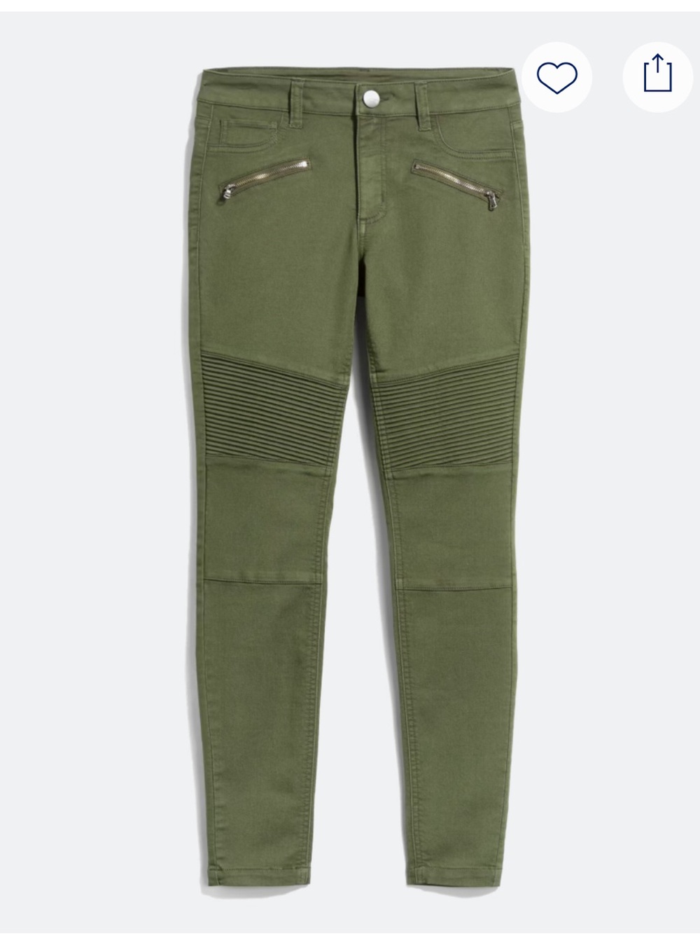 Tinsel Olive Green Moto Skinny Jeans with Zip Accents